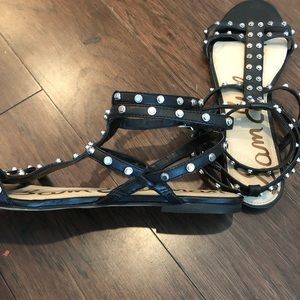 Black studded gladiator sandals